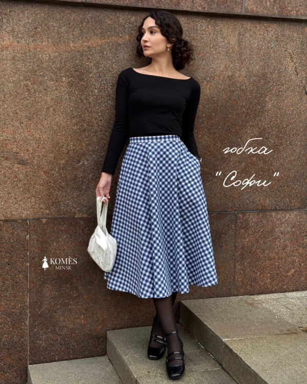 Юбка "Софи" синяя клетка vichy